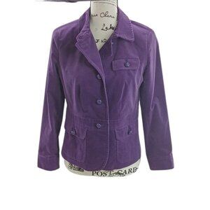 Talbots Womens 8P Purple Velour Blazer Jacket Petite Button Front Coat
